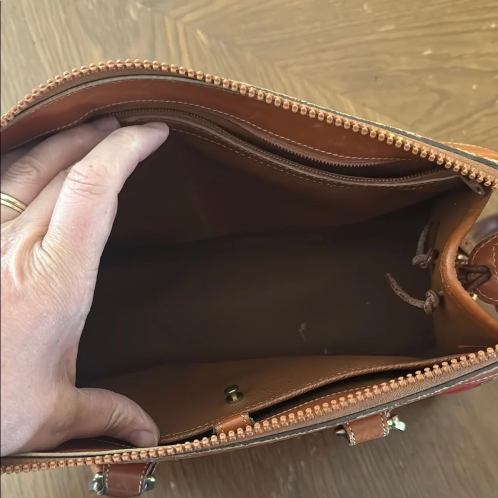 Vintage 90s Dooney & Bourke All Weather Leather Red  Satchel w/ Shoulder Strap - Picture 8 of 16